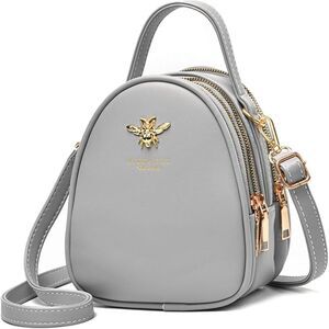 Women Grey Imported Faux Leather Stylish Small Crossbody Messenger Bags